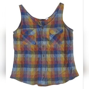 BDG Top Urban Outfitters Checkered Sleeveless Button Down Multicolor